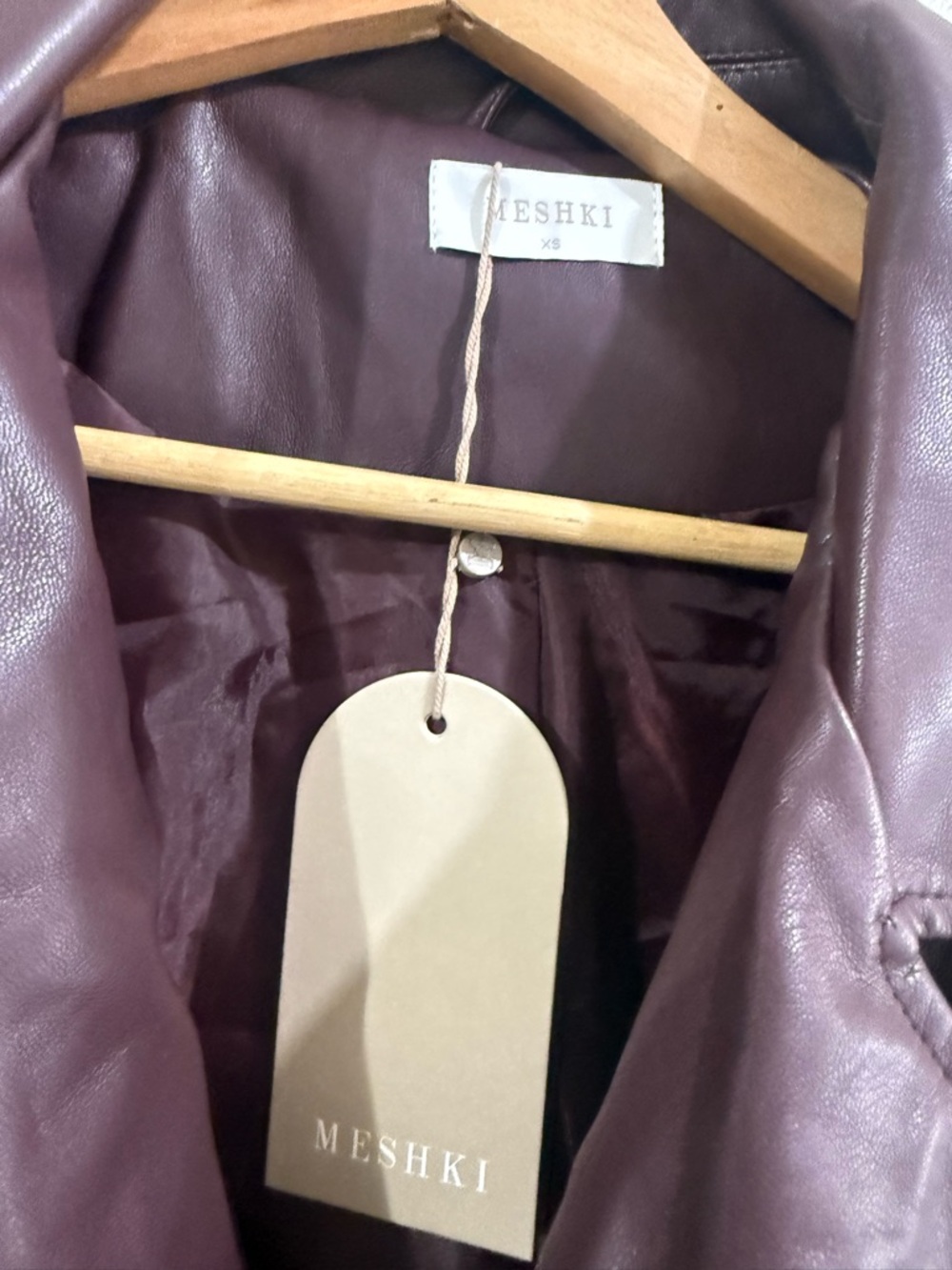 Meshki Plum Cropped Leather Moto Jacket - Picture 2 of 6